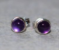 Amethyst - Rund - Cabochon - 5-6mm - Silber - Ohrstecker