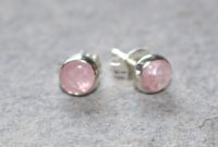Rosaquarz - Rund - Cabochon - 5-6mm - Silber - Ohrstecker