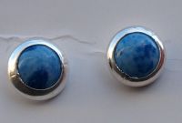 Magnesit blau 5mm Ohrstecker Cabochon Sterling Silber