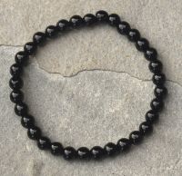 Turmalin schwarz - Kugel - 6mm - Armband Elastik - 3 St.