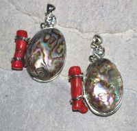 Paua Muschel  - Koralle - Anh�nger - Metall - 65mm - 1 St�ck