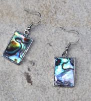 Paua Muschel - Ohrh�nger - Metall - 40mm - 1 Paar