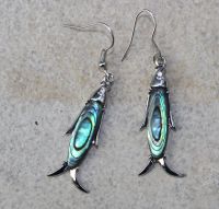Paua Muschel - Ohrh�nger - Fisch -  Metall - 50mm - 1 Paar