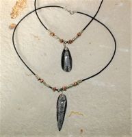 Orthoceras - Anh�nger - Fossil an Lederband Kette - 45cm - 1 St.