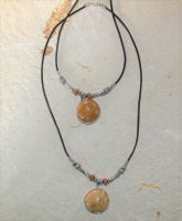 Seeigel - Anh�nger - Fossil an Lederband Kette - 45cm - 1 St.