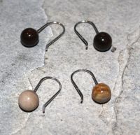 Versteinertes Holz - Kugel - 8mm - Ohrringe - Silber - 1 Paar