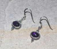 Amethyst - Oval - Cabochon - 30mm - Silber - Ohrringe