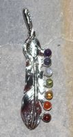 Edelstein Mix - Anh�nger - Feder mit Fassung - 1 St�ck