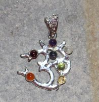 Edelstein Mix - Anh�nger - Om mit Fassung - 1 St�ck