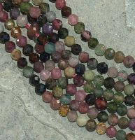 Turmalin - multicolor - Kugel - facettiert - 3mm - Kettenstrang