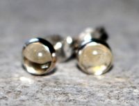 Citrin - Rund - Cabochon - 5-6mm - Silber - Ohrstecker