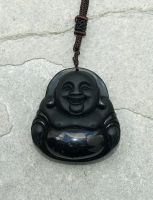 Obsidian - Buddha - Anh�nger mit Bohrung und Band - 1 St�ck
