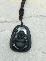 Obsidian - Buddha - Anh�nger mit Bohrung und Band - 1 St�ck