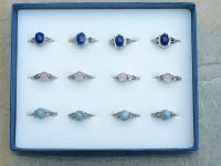 Edelstein Mix - Ring - metall - verstellbar - 12 St�ck