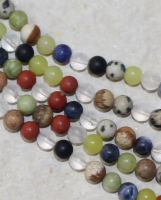 Edelstein Mix - Multicolor - Kugel - matt - 8mm - Kettenstrang