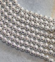 Lava - silber plated - Kugel - 6mm - Kettenstrang