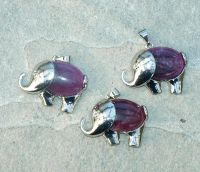 Amethyst - Anh�nger - Elefant mit Fassung - 3 St�ck