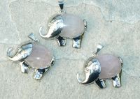 Rosaquarz - Anh�nger - Elefant mit Fassung - 3 St�ck