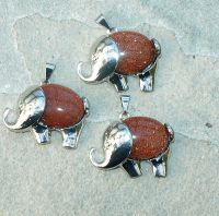 Goldfluss - Anh�nger - Elefant mit Fassung - 3 St�ck