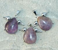 Amethyst - Anh�nger - Engel mit Fassung - 3 St�ck