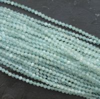 Aquamarin - Kugel - facettiert - 3mm - Kettenstrang