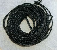Kunstleder Band geflochten - schwarz - 1 Meter - 10 St�ck