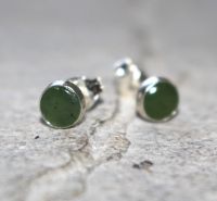 Jade - Rund - Cabochon - 5-6mm - Silber - Ohrstecker