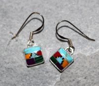 T�rkis - Quadrat - Indianer - Silber - Ohrringe - 1 Paar