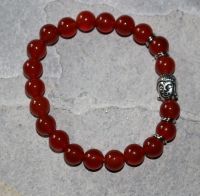 Achat rot - Kugel - 8mm - Buddha - Armband Elastik - 1 St�ck