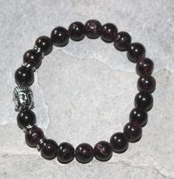 Granat - Kugel - 8mm - Buddha - Armband Elastik
