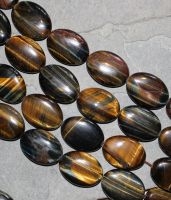 Tigerauge - blau - braun -  Oval - 30x22mm - Kettenstrang