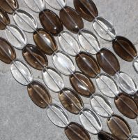 Bergkristall - Rauchquarz - Oval - 18x12mm - Kettenstrang