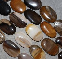 Versteinertes Holz - Oval - 35x24mm- Kettenstrang