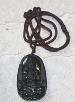 Obsidian - Buddha - Anh�nger mit Bohrung und Band - 1 St�ck