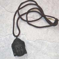 Obsidian - Buddha - Anh�nger mit Bohrung und Band - 1 St�ck