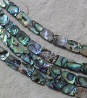 Paua Muschel Abalone - Rechteck - 14x10mm - Kettenstrang