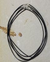 Lederkette - schwarz - 1,7mm - 50cm - Silber - 5 St�ck