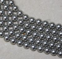 MuschelkernPerle - Rund - grau - 8mm - Kettenstrang