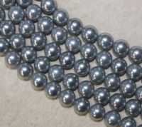 MuschelkernPerle - Rund - grau - 10mm - Kettenstrang