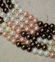 MuschelkernPerle - Rund - multi -  9-10mm - Kettenstrang