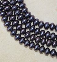 MuschelkernPerle - Button - grau-blau - 12mm - Kettenstrang