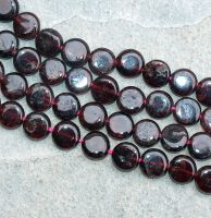 Granat - Linse - flach - 10mm - Kettenstrang