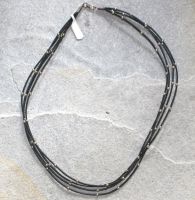 Kautschuk Kette 4reihig mit Sterling Silber