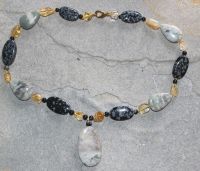 Jade Zitrin Obsidian - Edelsteinkette Sonderpreis