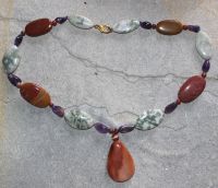 Mookait Jade Amethyst - Edelsteinkette Sonderpreis