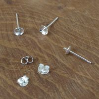 Ohrstecker - Sterling Silber - Schale mit Stift - 4mm - 20 Paar