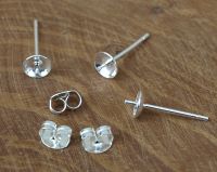 Ohrstecker - Sterling Silber - Schale mit Stift - 5mm - 20 Paar