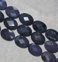 Dumortierit - Oval - facettiert - 25x18mm - Kettenstrang