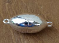 Schlie�e Magnet - Sterling Silber poliert - Olive - 12mm - 3 St