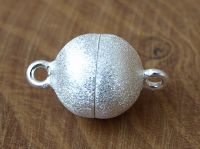 Schlie�e Magnet - Sterling Silber matt - Rund - 10mm - 3 St�ck